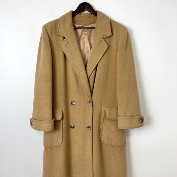 Vintage Camel Hair Coat Neimans Marcus Maxi Coat Tan Long 80s 90s Classic - Picture 5 of 14